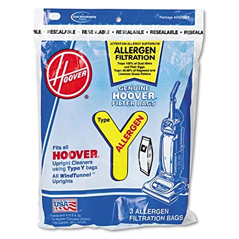 Hoover Style Y  Microfiltration Vacuum Bags with Closure, 3 Pack