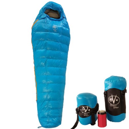 Outdoor Vitals Summit 20F High Quality Down Sleeping Bag 800 Fill 3 Season Mummy Ultralight Camping Hiking - 1 Year Limited Warranty