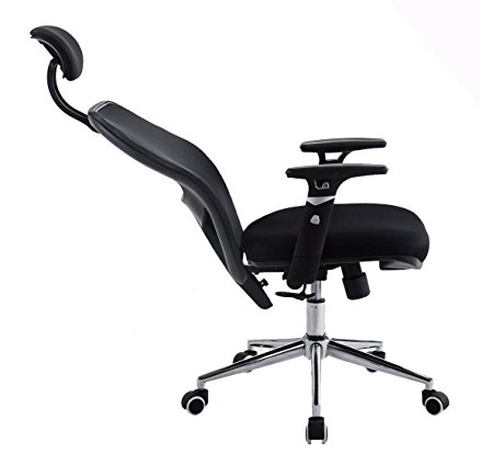 Wahson Mesh Office Chair with High Back Flip up Arms, Tilt Lock, 45 Degree Reclining, Black