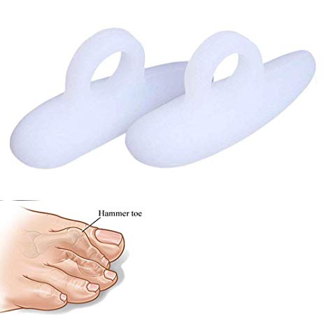 1Pair/2Pcs Gel Hammer Toe Crest Pads - Right and Left Soft Silicone Hammertoe Support Crest Cushion - Corrector and Straightener for Overlapping, Curled, Curved, Crooked, Clubbed Claw and Mallet Toe C