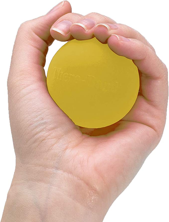 TheraBand Hand Exerciser, Stress Ball for Hand, Wrist, Finger, Forearm, Grip Strengthening & Therapy, Squeeze Ball to Increase Hand Flexibility & Relieve Joint Pain, Yellow, Extra Soft