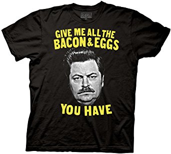 Ripple Junction Parks and Recreation Bacon and Eggs Ron Adult T-shirt