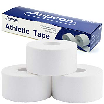 AUPCON White Athletic Tape Climber Tape Sports Boxing Tape Strong Muscle Support Easy Tear First Aid Injury Tape Great for Ankle Knees Wrist Joints to Athlete & Medical Trainers (White)