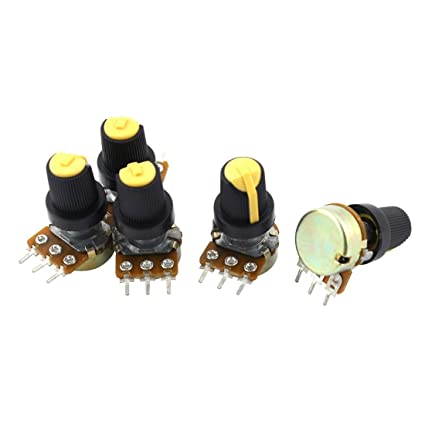 uxcell a15032000ux0084 5 Piece B10K 10K Ohm 3 Terminals Rotary Audio B Type Potentiometer Pot