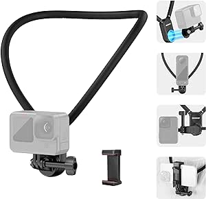 Neewer Magnetic Neck Mount Holder with Clip Compatible with GoPro Hero 12 11 10 MAX DJI Action 4 Insta360 Samsung, Quick Release POV Action Camera Necklace Mounting Vlog Aceessories, GP15