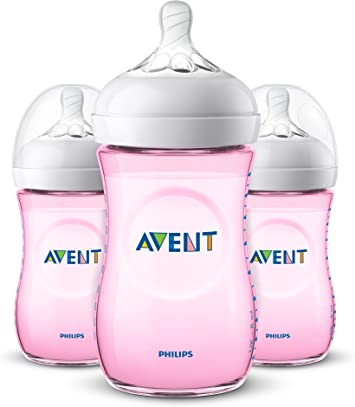 Philips Avent Natural Baby Bottles, Pink, 9oz, 3pk, SCF013/38