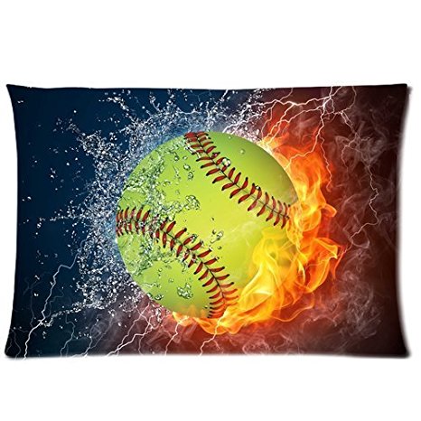 Custom Softball Art Pattern 01 Pillowcase Cushion Cover Design Standard Size 20X30 Two Sides