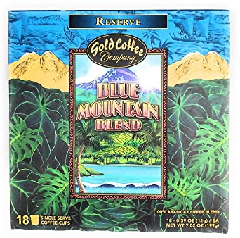 Hawaiian Gold Blue Mountain Blend Coffee 18ct. Kcup 2.0 net wt 7.02 oz