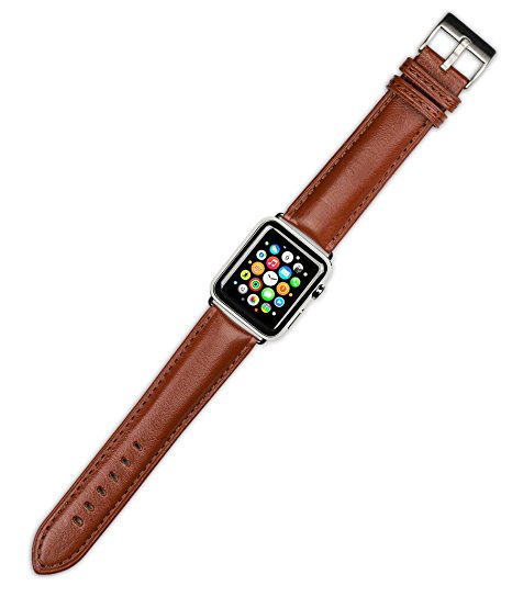 Apple Watch Strap - Belting Leather Band - Havana - Fits 38mm Apple Watch [Black Adapters]