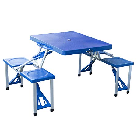 Outsunny Folding Picnic Table Chair Set Junior Outdoor Seating Portable Bench Blue