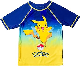 Pokemon Pikachu Rash Guard Swim Shirt Little Kid to Big Kid