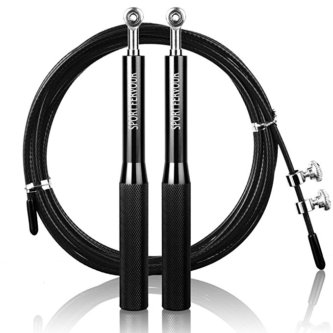 SPORT FERVOUR Jump Rope with Anti-Slip Handles-Adjustable Speed Ball Bearing-High Speed Rope for Boxing,Workout,MMA Fitness Training