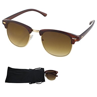 Clubmaster Sunglasses With Plastic & Metal Frame - UV Ray Protected Shades For Men & Women - By Optix 55