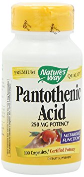 Nature's Way Pantothenic Acid, Capsules, 250 mg, 100-Count