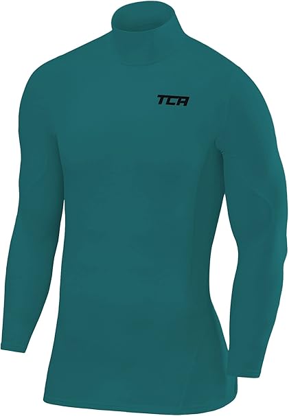 TCA Mens' and Boys' SuperThermal Compression Base Layer Football Running Top Long Sleeve Thermal Under Shirt - Mock Neck