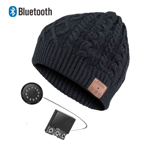Zibaar Latest Bluetoth V4.1 Bluetooth Headphone Beanie Wireless Bluetooth Hat with Removable Bluetooth Headset and Microphone; Hands Free Talking, Braiding Knitting - Unisex - Black