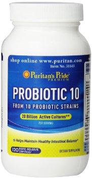 Puritans Pride Rapid Release Probiotic 10 Capsules 120 Count