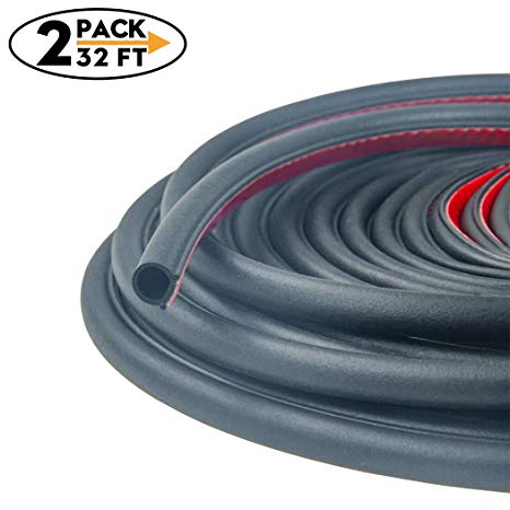 CloudBuyer 32Ft Long D-Shape Door Rubber Seal Strip Self Adhesive Hollow for Car Truck Motor Door Cover Trunk Weatherstrip Soundproofing Engine Cover (Total 2Pack 10M)
