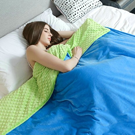 Premium Sensory Weighted Blanket by Weighted Idea for Adults - Great for Anxiety, Autism, Insomnia - Green/Blue (60''x80'', 25 lbs)