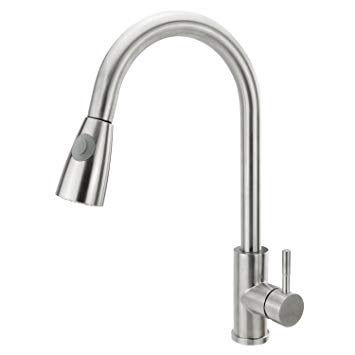 Neady Single Handle Pull Down Sprayer Kitchen Sink Faucet Stainless Steel Brushed Nickel Kitchen Faucets with Sprayer