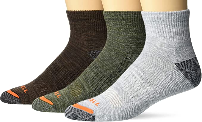 Merrell Men's Cushioned Hiker Quarter Socks 3 Pair