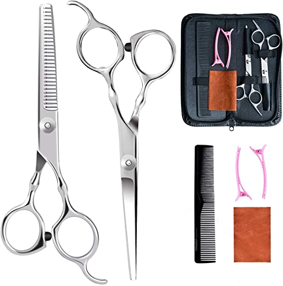 6" Professional Barber Hair Thinning and Cutting Scissors Set,Razor Edge and Teeth Edge,Thinning Hair Scissors Shears,Hairdressing Scissors Set