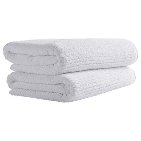 Rivet Ribbed Cotton Bath Towels, 2-Pack, Bright White