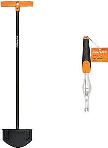 Fiskars 38.5 Inch Long-Handle Steel Edger & Ergo Scratch Tool Garden Weeder