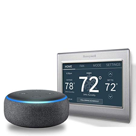 Echo Dot (3rd Gen) - Charcoal Fabric Bundle with Honeywell RTH9585WF1004/W Wi-Fi Smart Color Programmable Thermostat