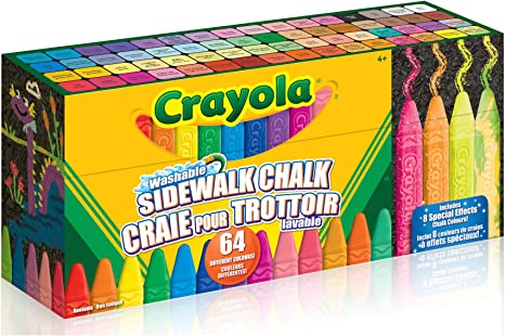 Crayola Sidewalk Chalk Sticks Washable Toy Kit, 64 Count (Pack of 1), 51-3633