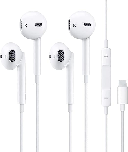 2 Pack Light^ing Wired Earbuds Headphones Earphone Headset Built-in Microphone & Volume Control Compatible with Apple iPhone 14/13/12/11 Pro Max Mini Xs/XR/X/7/8 Plus