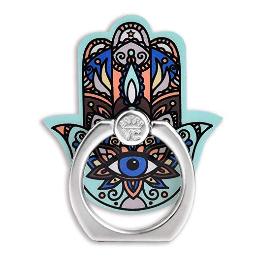 Velvet Caviar Cell Phone Ring Holder - Finger Ring & Stand - Improves Phone Grip Compatible with iPhone, Galaxy and Most Cases (Except Silicone/Leather) - Hamsa Hand