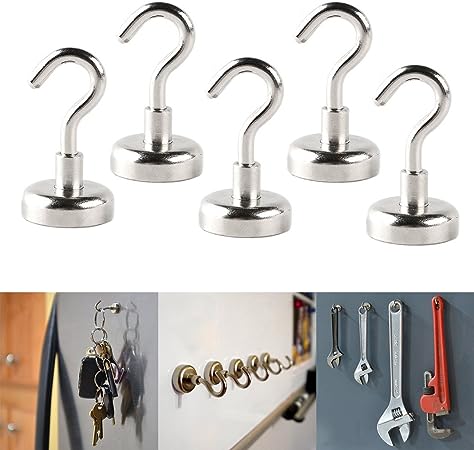 ideanovo 22Lbs Hanging Hooks, Metal Hooks, Corrosion Protection, for Garage, Steamship, Indoor Hanging, Home Kitchen, Workplace, Office, Cruise, Grill - 5 Pack