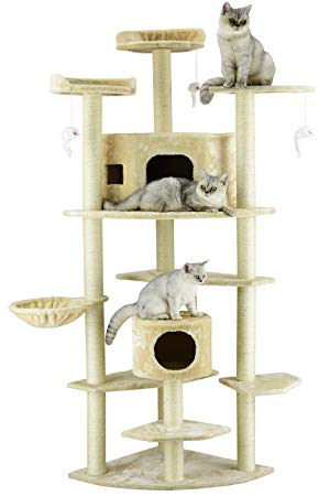 Go Pet Club Cat Tree, 80-Inch, Beige (Renewed)