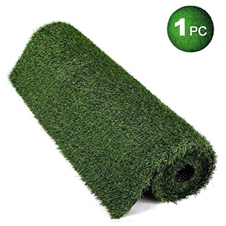 CO-Z Artificial Grass Patch Fake Grass Lawn 13.1’ x 3.3’ (43.2 SQF) w/Drainage Holes & Rubber Backing, Lead-Free Outdoor Décor (Green, 1 PC)