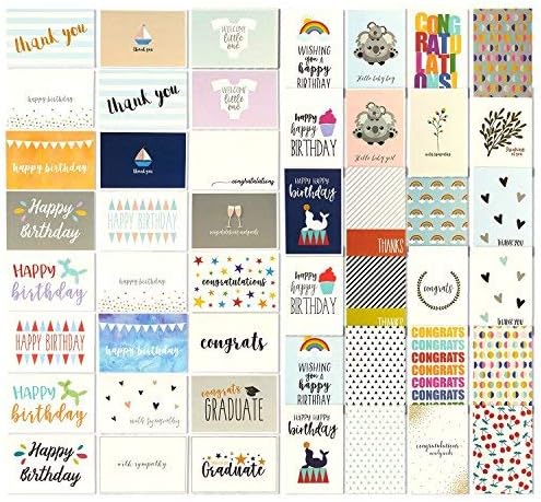 144 Pack Assorted All Occasion Greeting Cards – Includes Birthday, Graduation, Baby Shower and Sympathy Cards, 48 Various Designs - Bulk Box Set Variety Pack with Envelopes Included, 4 x 6 Inches