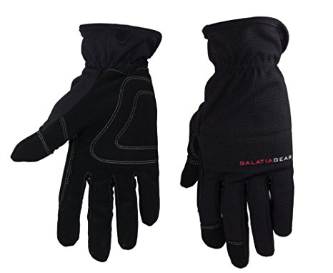 Galatia Gear Work Gloves- Nubuck Leather Palm with Reinforced Vibration Pads, Flexible Spandex Backing with Elastic Wrist Cuff- Black/Gray- [Medium]