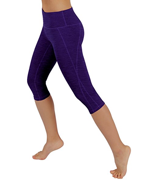 ODODOS Power Flex Yoga Capris Pants Tummy Control Workout Running 4 way Stretch Yoga Capris Leggings