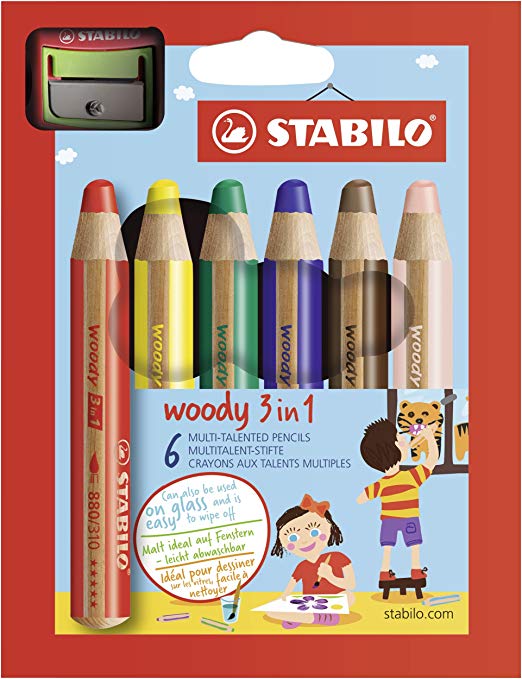 Stabilo Woody Coloring Pencils with Sharpener , Multicolored