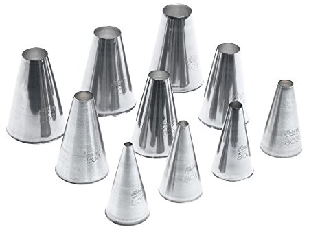 Ateco 10-Piece Plain Pastry Tip Set in Tube