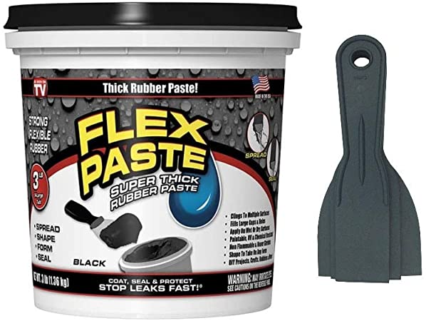 Flex Seal Flex Black Paste 3lb Tub w/Allway Tools Putty Knives 3 Pack (1.5"/2"/3") (2 Items)