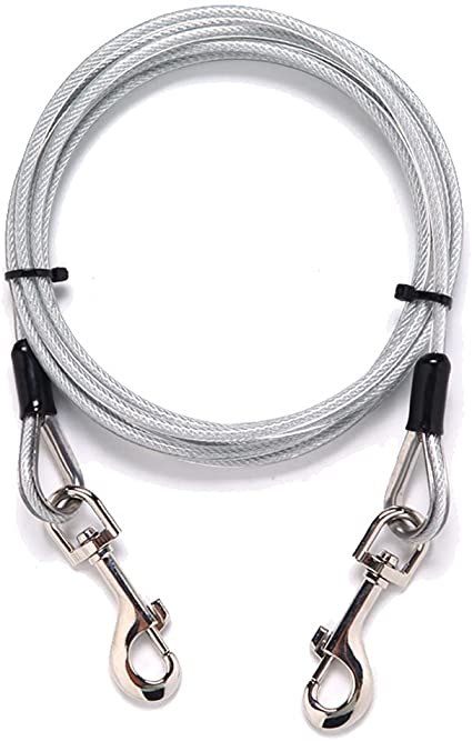 SOMIDE 10ft-15ft Dog Tie Out Cable for Pet Up to 396 Pounds, with Heavy Duty Metal Swivel Hooks for Camping Outdoor Yard