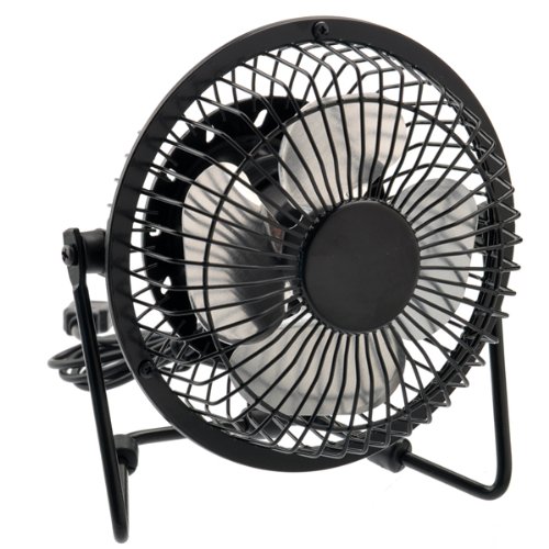 Pixnor 4-inch 360-degree Rotating USB Powered Metal Electric Mini Desk Fan for PC /Laptop /Notebook (Black)