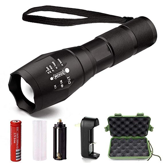 LED Flashlight, SANTAIOTUI Tactical Flashlight, High Lumen Handheld Flashlight Zoomable, Water Resistant, Ultra Bright Tac light with 5 Light Modes For Outdoors Camping Emergency (2 Pack) (Flashlight)