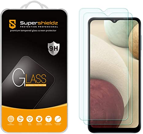 (2 Pack) Supershieldz Designed for Samsung Galaxy A12 Tempered Glass Screen Protector, Anti Scratch, Bubble Free