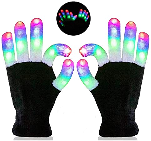 JZxin LED Gloves Finger Light Up Gloves-Amazing Colorful Flashing Novelty Toys, Warm Gloves with Rave Costume Gifts for Children Boys Girls Christmas Halloween Xmas Birthday Party Cosplay Disco Clubs