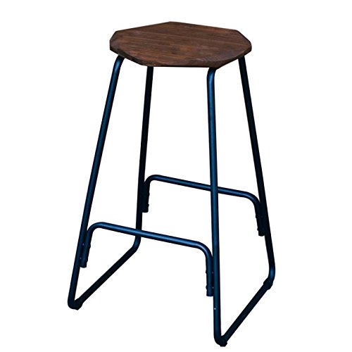 Simhoo Counter Height Barstools-Backless Wood Bar stools Home Kitchen 25.6inch Industrial Stool with Metal Steel Footrest(1pcs)