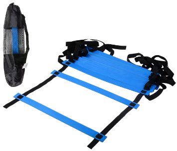 CQ Wellness Adjustable Flat Rung Agility Ladder with Free Carry Bag