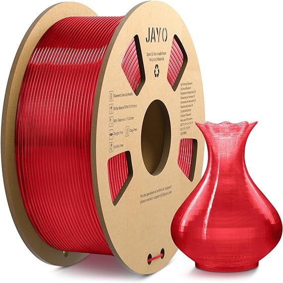 JAYO PLA  Filament 1.75mm, PLA Plus 3D Printer Filament 1.1KG, Neatly Wound Filament, Toughness 3D Printing Filament, 1.1 kg Spool(2.42 LBS), 363 Meters, PLA  Clear Red