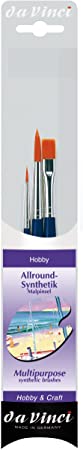 da Vinci Student Series 4206 Hobby and Craft Paint Brush Set, Synthetic with Blue Handle, 3 Brushes